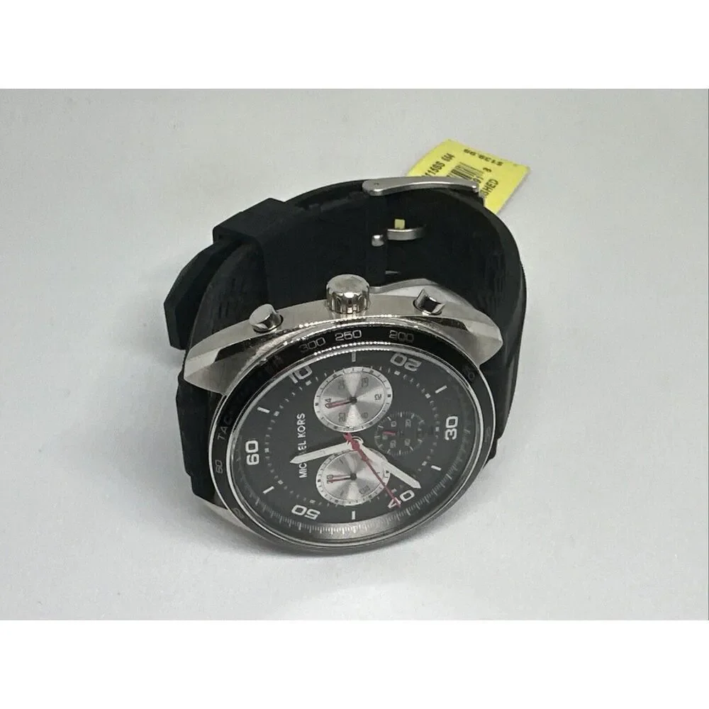 Michael Kors Dane MK8611 Men's Black Silicone Strap Analog Dial Watch HME435